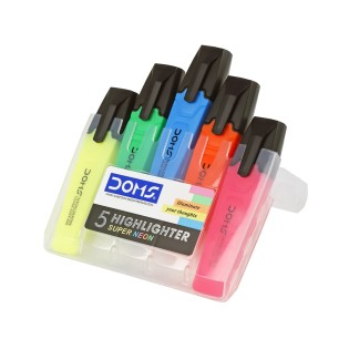 DOMS HIGHLIGHTER SET OF 5 ASSORTED INK COLOURS
