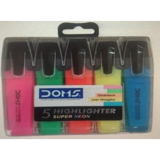DOMS HIGHLIGHTER SET OF 5 ASSORTED INK COLOURS